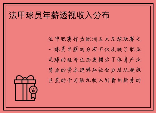 法甲球员年薪透视收入分布